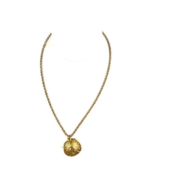 Vintage Gold Sand Dollar Pendant Necklace Rope Chain Beach-Inspired Jewelry Naut - Picture 4 of 8